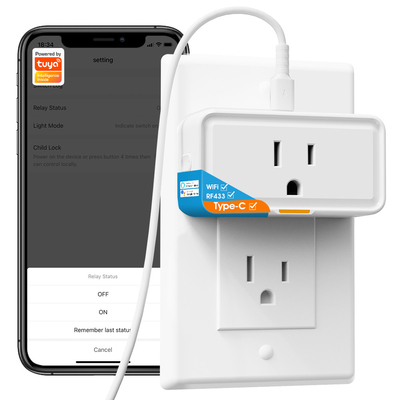 Tuya Steckdose Strommonitor Steckdose APP Stimme Funktioniert mit Alexa Google Home Smart Typ c WiFi RF433 Steckdose