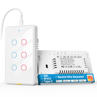 Tuya Wifi-Schalter Typ C Timing Sprach-App Alexa Google Home Smart Home Wireless WiFi RF433 US Wand-Touch-Schalter
