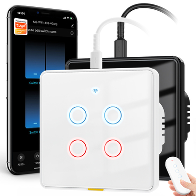 Tuya Wi-Fi-Schalter Typ c Timing Sprach-App Google Home Smart Home EU Light Touch Wand WIFI RF433 110-240v Alexa-Schalter