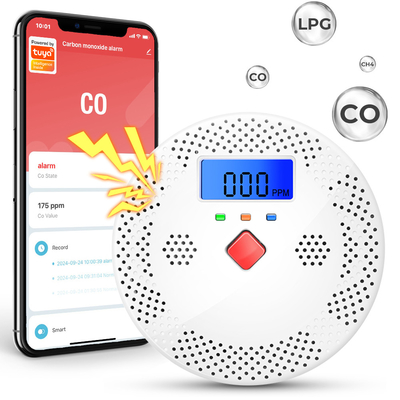 Tuya Wifi Kohlenmonoxid Detektor Smart Air Quality Monitor CO Schalllicht Alarm Detektor LCD Digital Display Heimatluftqualität Tester