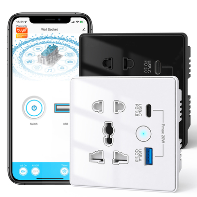 Guter Preis Wifi Wand Universal Steckdose Typ C + USB Schnellladung Für die USA EU UK Stecker APP Fernbedienung Tuya Smart Home Automation Online