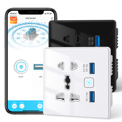 Guter Preis Tuya Wifi Wand Smart Socket Tempered Glass Schnellladegerät 3.0 USB Smart Home Automation Google Home Alexa Universal US EU UK Stecker Online