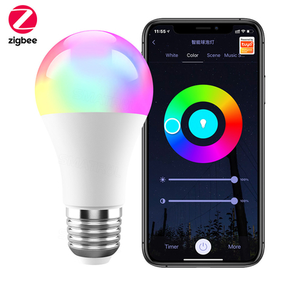 Guter Preis Tuya Zigbee 10W Smart Light Bulb E27 RGB LED Lamp Dimmable Timing Smart Life APP Sprachsteuerung für Google Home Alexa Online